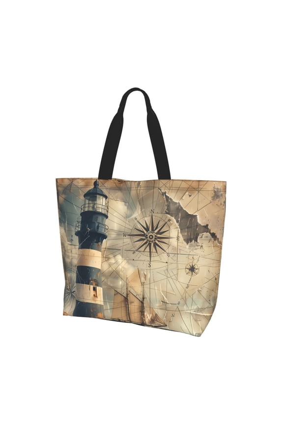 Vintage Nautical Lighthousefor Women's Tote Bag - Shopping Bag Casual Shoulder Bag Fashion Handbag Daily Bag Hobo Bags for Travel Work Shopping