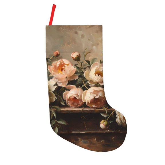 Defioc Vintage Peonies Rustic Charm for Christmas Stockings 18" Personalized Holiday Stocking for Family, Farmhouse Decor, Xmas Tree Decoration, 1 Pack