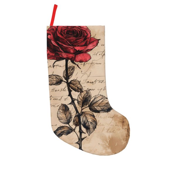 Defioc Vintage Rose Botanical Art for Christmas Stockings 18" Personalized Holiday Stocking for Family, Farmhouse Decor, Xmas Tree Decoration, 1 Pack