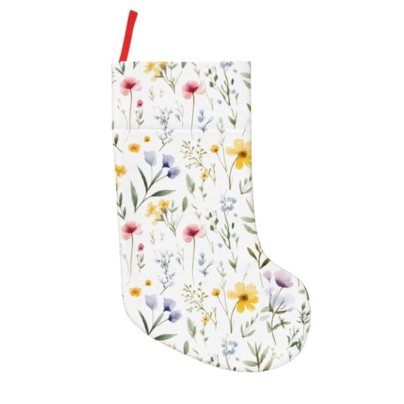 Defioc Watercolor Floral A for Christmas Stockings 18" Personalized Holiday Stocking for Family, Farmhouse Decor, Xmas Tree Decoration, 1 Pack