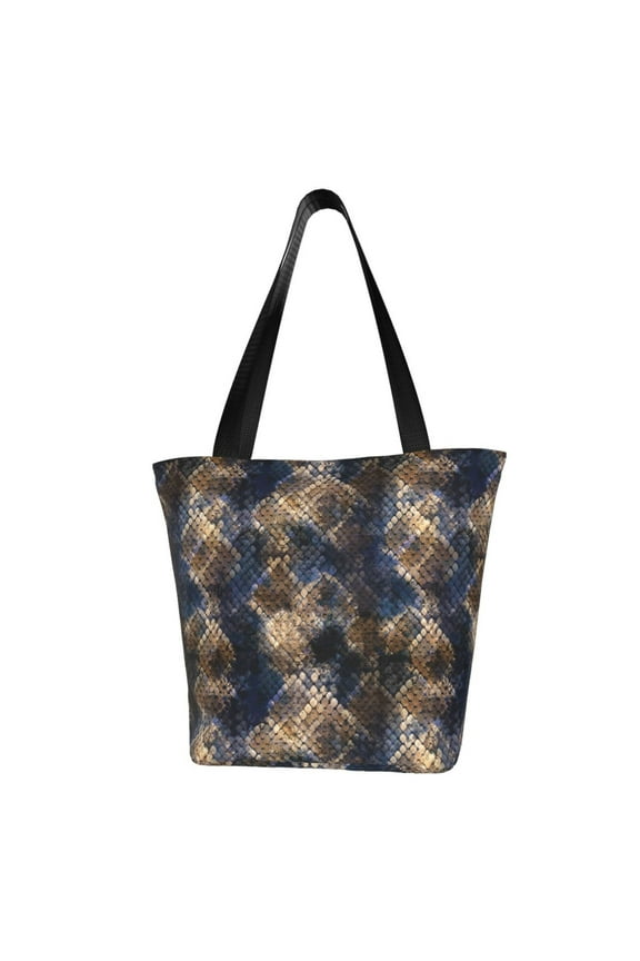 Watercolor Snake Skin Print Tote Bag for Women,Shoulder Bag with Zipper Casual Tote's Handbag Big Capacity Shoulder Bag with Inner Pocket Fit for Shopping,Office,Travel
