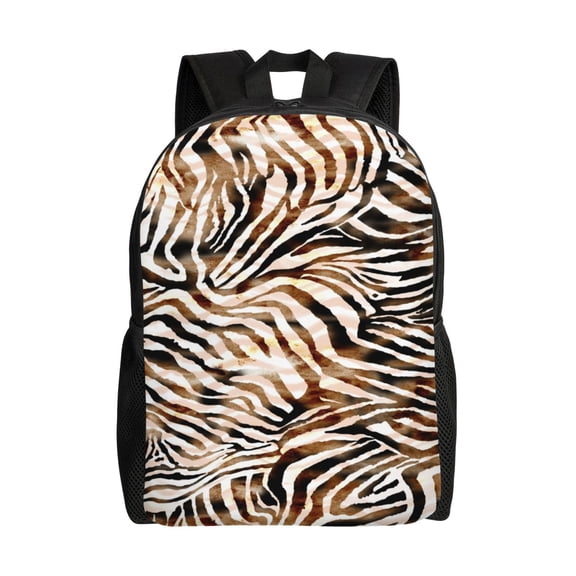 Defioc Watercolor Zebra Print Backpack -Travel,or Work Bookbag Daypacks with 15-Inch Laptop Sleeve and Dual Water Bottle Pockets