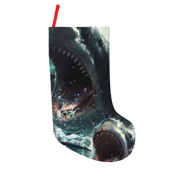Defioc Wave Ocean Animal Shark for Christmas Stockings 18" Personalized Holiday Stocking for Family, Farmhouse Decor, Xmas Tree Decoration, 1 Pack