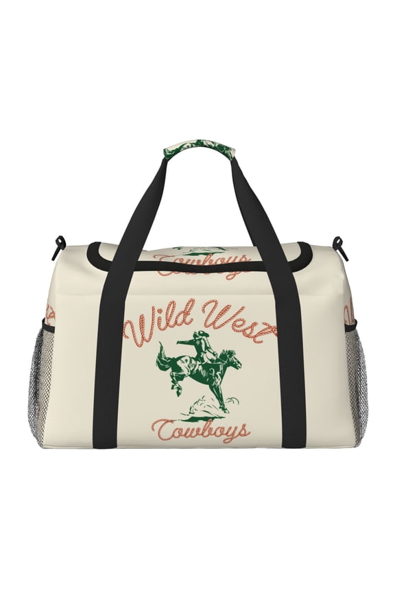 West Cowboys Print Hand Travel Bag - Foldable Travel Duffel Bags for Men Women -Sport Gym Bag - Overnight Travel Duffel Bag - Adjustable Shoulder Strap