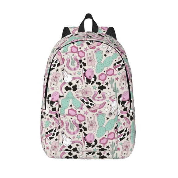 Defioc West Cowgirl Disco for Canvas Backpack,Travel Rucksack Unisex Knapsack Laptop Backpack for Work & College -Small