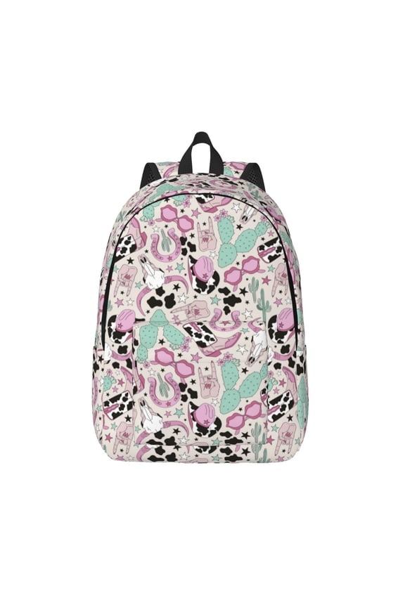 West Cowgirl Disco for Canvas Backpack,Travel Rucksack Unisex Knapsack Laptop Backpack for Work & College -Small