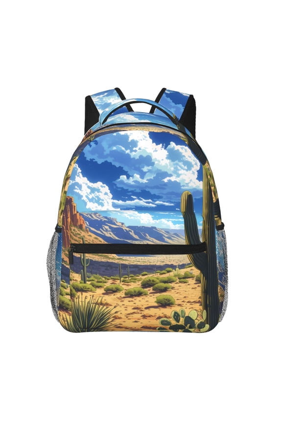 Western Desert Cactus Pattern Laptop Backpack,Travel Backpack Outdoor Activities Bag Daypack for Travel Hiking Shopping Daily