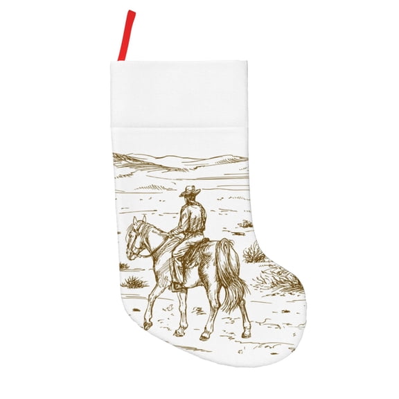 Defioc Western Desert Cowboys for Christmas Stockings 18" Personalized Holiday Stocking for Family, Farmhouse Decor, Xmas Tree Decoration, 1 Pack