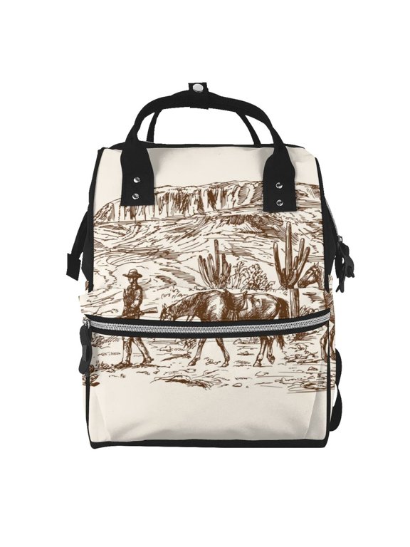 Western Desert Cowboys2 for Baby Diaper Bag Backpack - Baby Bag for Boys & Girls - Diaper Backpack - Large Travel Diaper Bags- Baby Registry Search & Shower Gifts