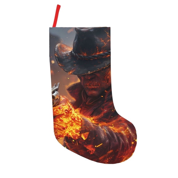 Defioc Western Fire Cowboy for Christmas Stockings 18" Personalized Holiday Stocking for Family, Farmhouse Decor, Xmas Tree Decoration, 1 Pack