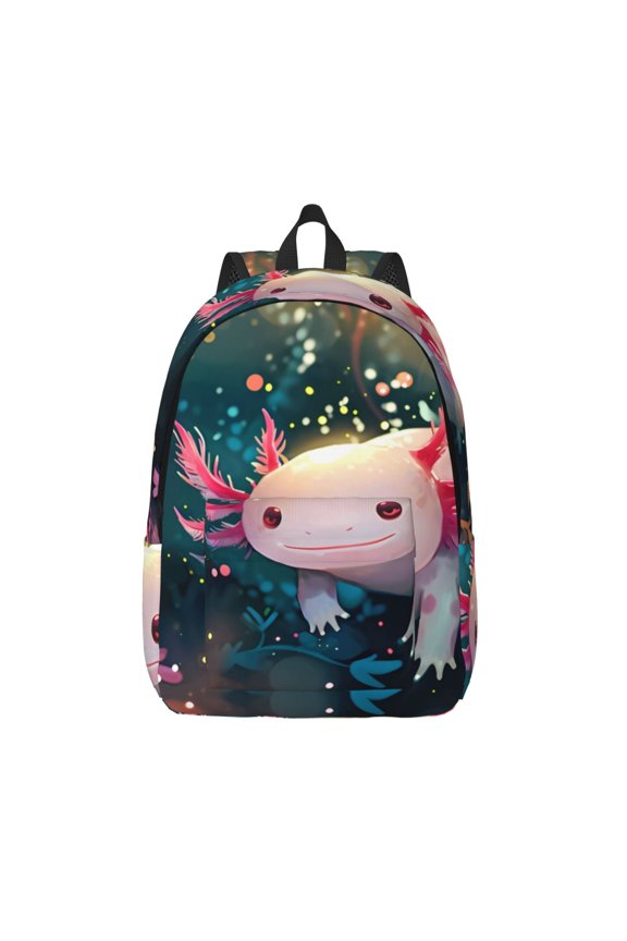 Whimsical Axolotl Fantasy for Canvas Backpack,Travel Rucksack Unisex Knapsack Laptop Backpack for Work & College -Small