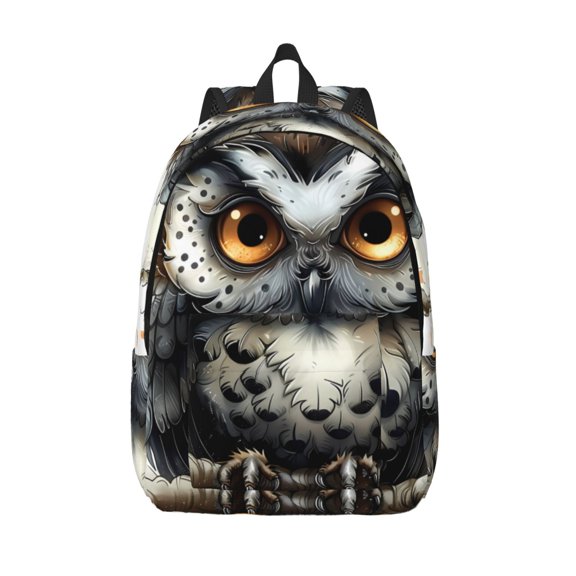 Defioc Whimsical Owl On Branch for Canvas Backpack,Travel Rucksack Unisex Knapsack Laptop Backpack for Work & College -Small