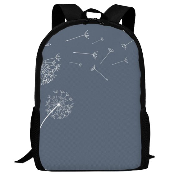 Defioc White Dandelion Pattern Carry on Backpack,16.5x12.5x5.5 Personal Item Bag Carry On Backpack Water Resistant Lightweight Daypack