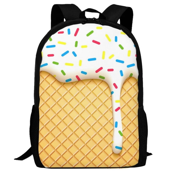 Defioc White Ice Cream Pattern Carry on Backpack,16.5x12.5x5.5 Personal Item Bag Carry On Backpack Water Resistant Lightweight Daypack