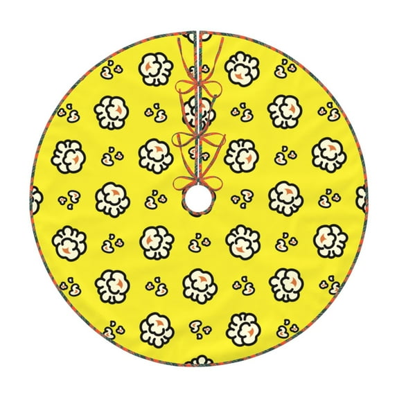 Defioc White Popcorn for Christmas Tree Skirt Snowman Xmas Tree Skirt Farmhouse Christmas Decorations Tree Mat for Holiday Party Decor-36"