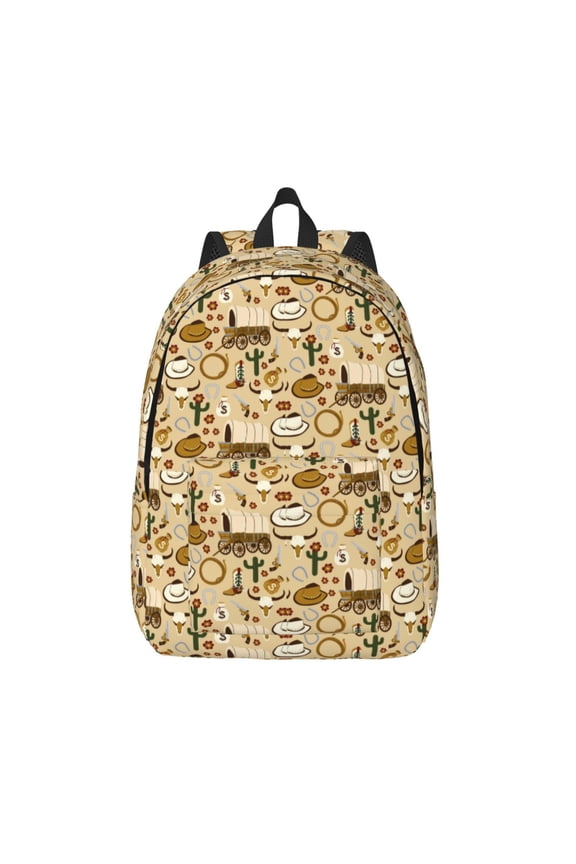 Wild West Cowboy for Canvas Backpack,Travel Rucksack Unisex Knapsack Laptop Backpack for Work & College -Small