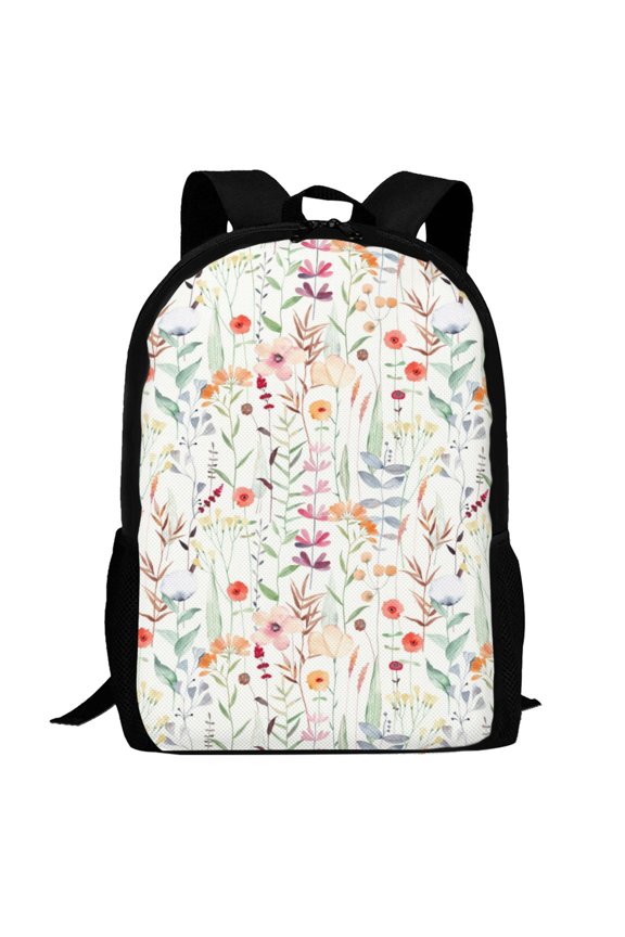 Wildflower Watercolor 4 Pattern Carry on Backpack,16.5x12.5x5.5 Personal Item Bag Carry On Backpack Water Resistant Lightweight Daypack