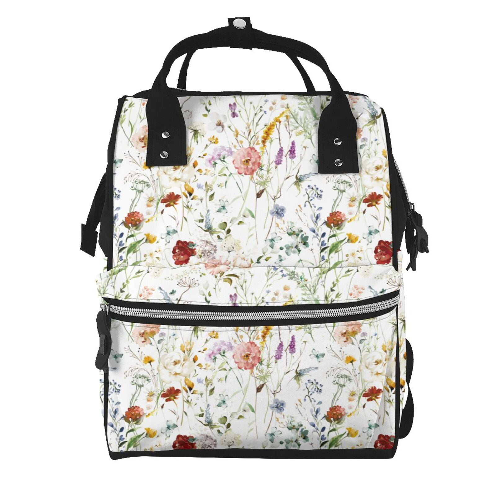 Defioc Wildflower Watercolor for Baby Diaper Bag Backpack - Baby Bag for Boys & Girls - Diaper Backpack - Large Travel Diaper Bags- Baby Registry Search & Shower Gifts