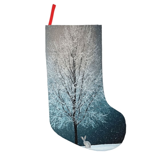 Defioc Winter Rabbit for Christmas Stockings 18" Personalized Holiday Stocking for Family, Farmhouse Decor, Xmas Tree Decoration, 1 Pack