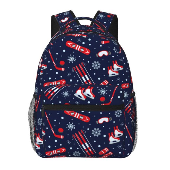 Defioc Winter Skiing Snowflakes Pattern Laptop Backpack,Travel Backpack Outdoor Activities Bag Daypack for Travel Hiking Shopping Daily