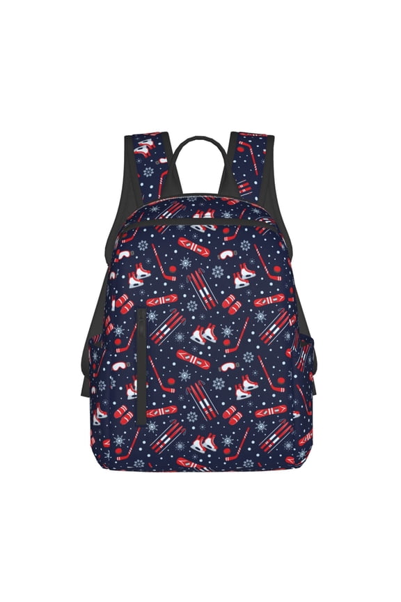 Winter Skiing Snowflakes Pattern Travel Laptop Backpack,Lightweight Backpack Travel Hiking Daypack Backpack Work Bag for Men Women