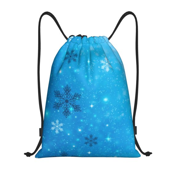 Defioc Winter With Snowflakes for Drawstring Backpack Sports Gym Bag for Women Men Children Adult Sackpack Yoga Bag for Wet Swimming,Gym,and Workout Gear -Medium
