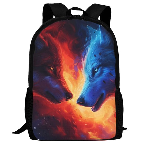Defioc Wolf Pattern Carry on Backpack,16.5x12.5x5.5 Personal Item Bag Carry On Backpack Water Resistant Lightweight Daypack