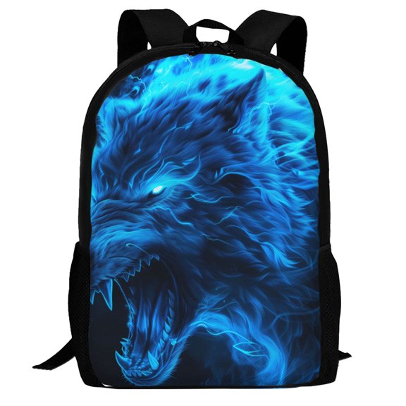 Defioc Wolf Pattern Carry on Backpack,16.5x12.5x5.5 Personal Item Bag Carry On Backpack Water Resistant Lightweight Daypack