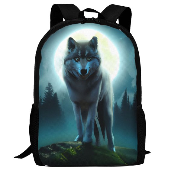 Defioc Wolf Pattern Carry on Backpack,16.5x12.5x5.5 Personal Item Bag Carry On Backpack Water Resistant Lightweight Daypack