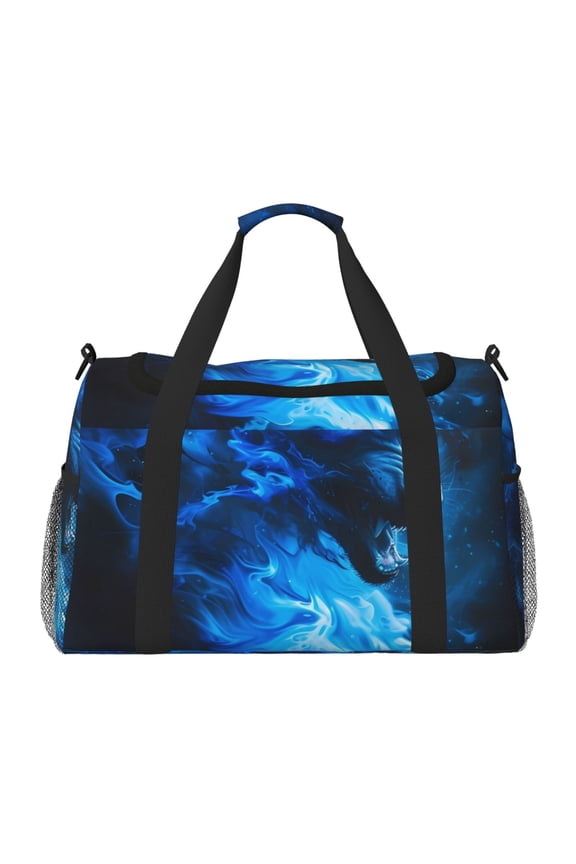 Wolf Print Hand Travel Bag - Foldable Travel Duffel Bags for Men Women -Sport Gym Bag - Overnight Travel Duffel Bag - Adjustable Shoulder Strap