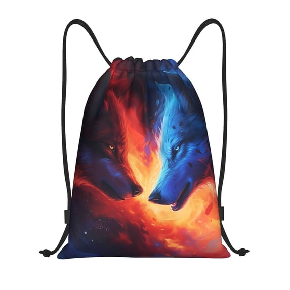 Defioc Wolf for Drawstring Backpack Sports Gym Bag for Women Men Children Adult Sackpack Yoga Bag for Wet Swimming,Gym,and Workout Gear -Small