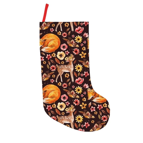 Defioc Woodland Creatures Floral for Christmas Stockings 18" Personalized Holiday Stocking for Family, Farmhouse Decor, Xmas Tree Decoration, 1 Pack