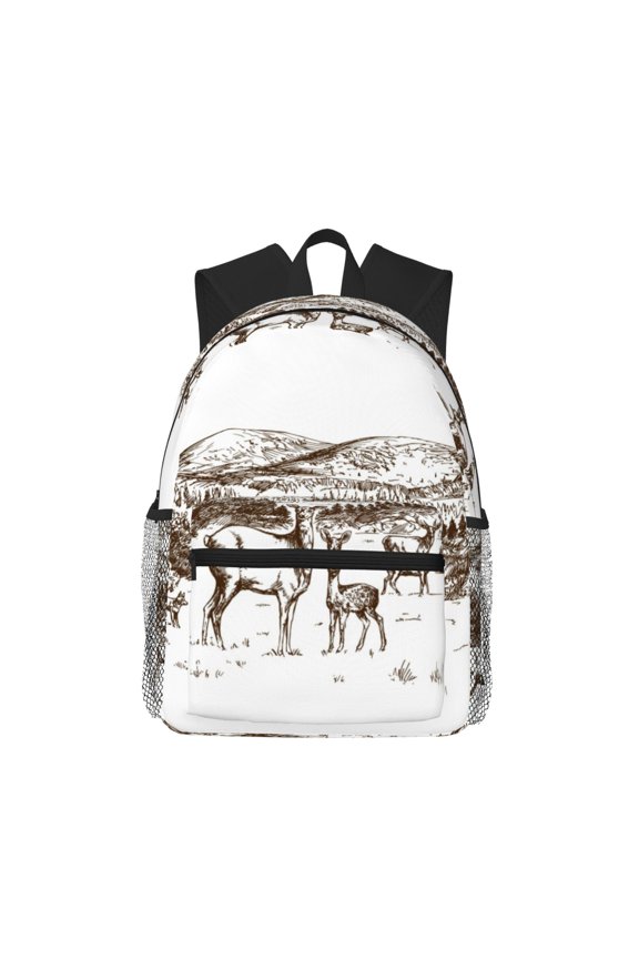 Woodland Forest With Deers Pattern Laptop Backpack for Men and Women,Casual Backpack Dayback Sports Bookbag for Travel Running Hiking