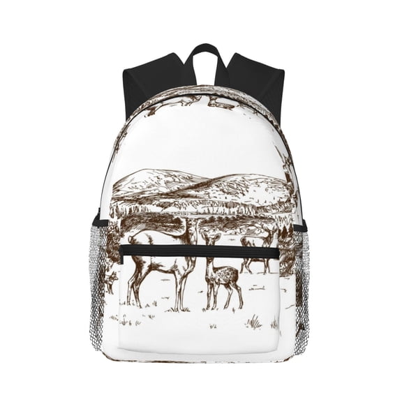 Defioc Woodland Forest With Deers Pattern Laptop Backpack for Men and Women,Casual Backpack Dayback Sports Bookbag for Travel Running Hiking