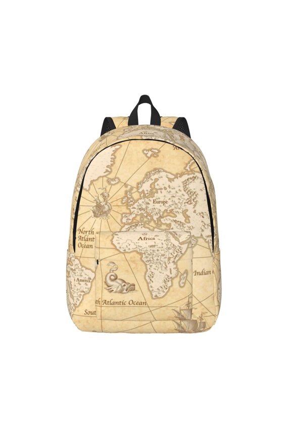 World Map for Canvas Backpack,Travel Rucksack Unisex Knapsack Laptop Backpack for Work & College -Medium