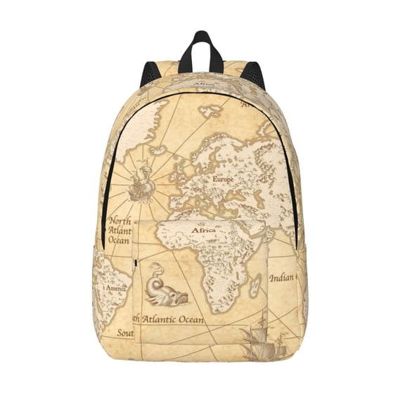 Defioc World Map for Canvas Backpack,Travel Rucksack Unisex Knapsack Laptop Backpack for Work & College -Medium