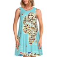 thumbnail image 1 of Defioc World Travel Line Icons Map Pattern Women's Summer Dresses 2025 Beach Casual Sleeveless Tank Loose Sundress Beach Vacation Clothes with Pocket -Medium, 1 of 7