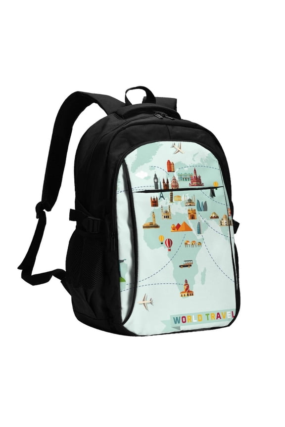 World Travel Map for Travel Backpack for Women,15.6 inch Laptop Backpack Carry On Backpack Personal Item Travel Bag Daypack for School Weekender Business Trip