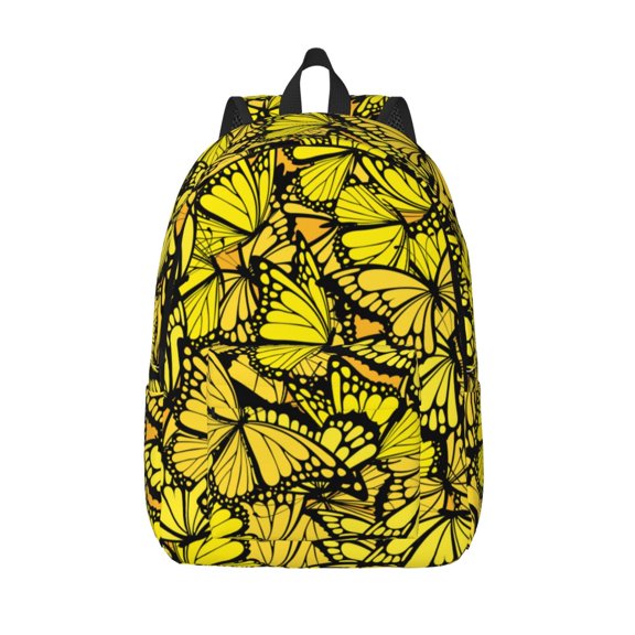 Defioc Yellow Butterflies for Canvas Backpack,Travel Rucksack Unisex Knapsack Laptop Backpack for Work & College -Medium