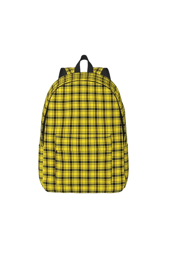 Yellow Checkered Plaid for Canvas Backpack,Travel Rucksack Unisex Knapsack Laptop Backpack for Work & College -Medium
