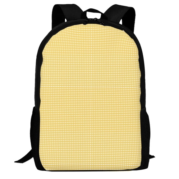 Defioc Yellow Gingham Pattern Carry on Backpack,16.5x12.5x5.5 Personal Item Bag Carry On Backpack Water Resistant Lightweight Daypack