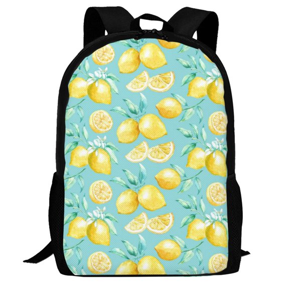 Defioc Yellow Lemon Pattern Carry on Backpack,16.5x12.5x5.5 Personal Item Bag Carry On Backpack Water Resistant Lightweight Daypack