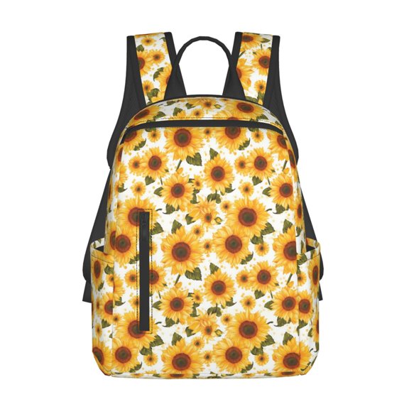 Defioc Yellow Polka Dot Sunflower Pattern Travel Laptop Backpack,Lightweight Backpack Travel Hiking Daypack Backpack Work Bag for Men Women