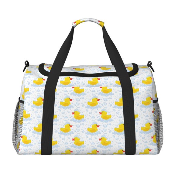 Defioc Yellow Rubber Duck Print Hand Travel Bag - Foldable Travel Duffel Bags for Men Women -Sport Gym Bag - Overnight Travel Duffel Bag - Adjustable Shoulder Strap