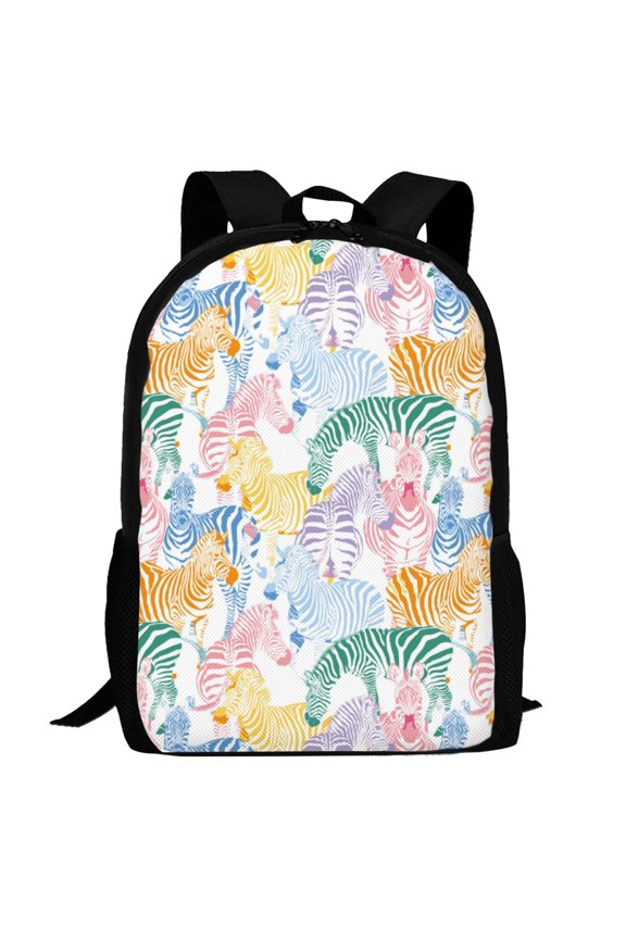 Zebra Colourful Pattern Carry on Backpack,16.5x12.5x5.5 Personal Item Bag Carry On Backpack Water Resistant Lightweight Daypack