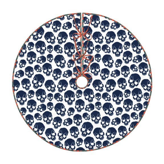 Defioc black Skull white for Christmas Tree Skirt Snowman Xmas Tree Skirt Farmhouse Christmas Decorations Tree Mat for Holiday Party Decor-36"