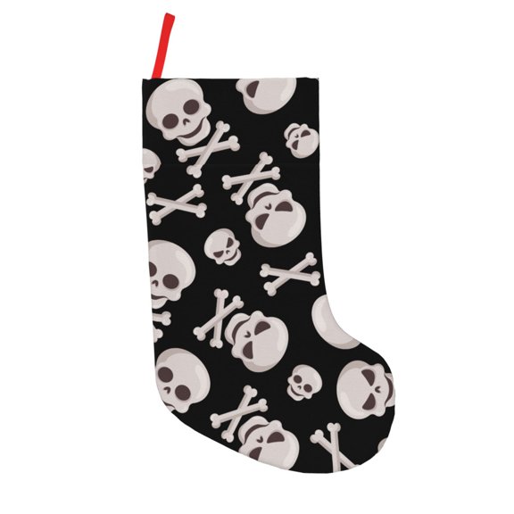 Defioc black white Skull bone for Christmas Stockings 18" Personalized Holiday Stocking for Family, Farmhouse Decor, Xmas Tree Decoration, 1 Pack
