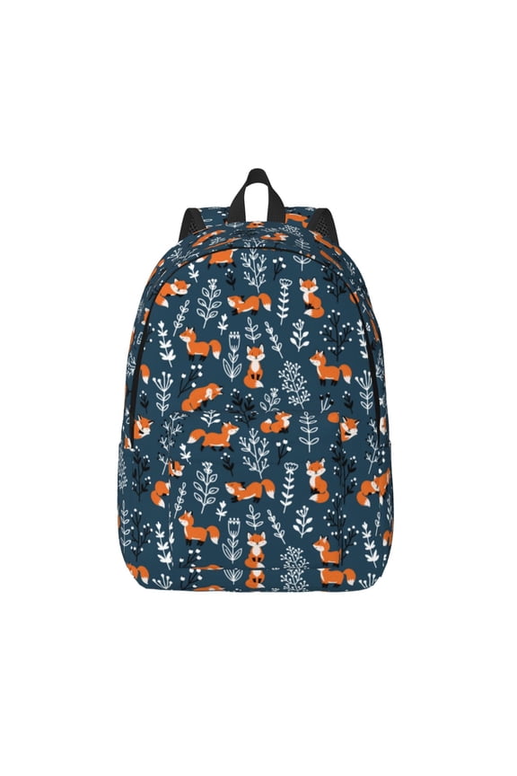 cute fall fox for Canvas Backpack,Travel Rucksack Unisex Knapsack Laptop Backpack for Work & College -Small