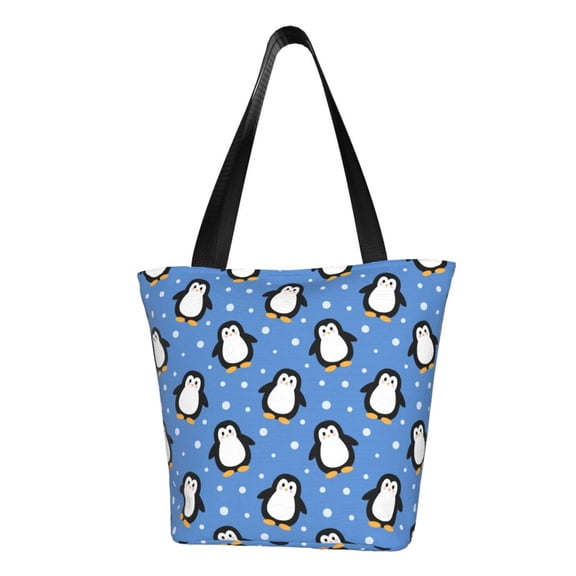 Defioc cute penguin Print Tote Bag for Women,Shoulder Bag with Zipper Casual Tote's Handbag Big Capacity Shoulder Bag with Inner Pocket Fit for Shopping,Office,Travel