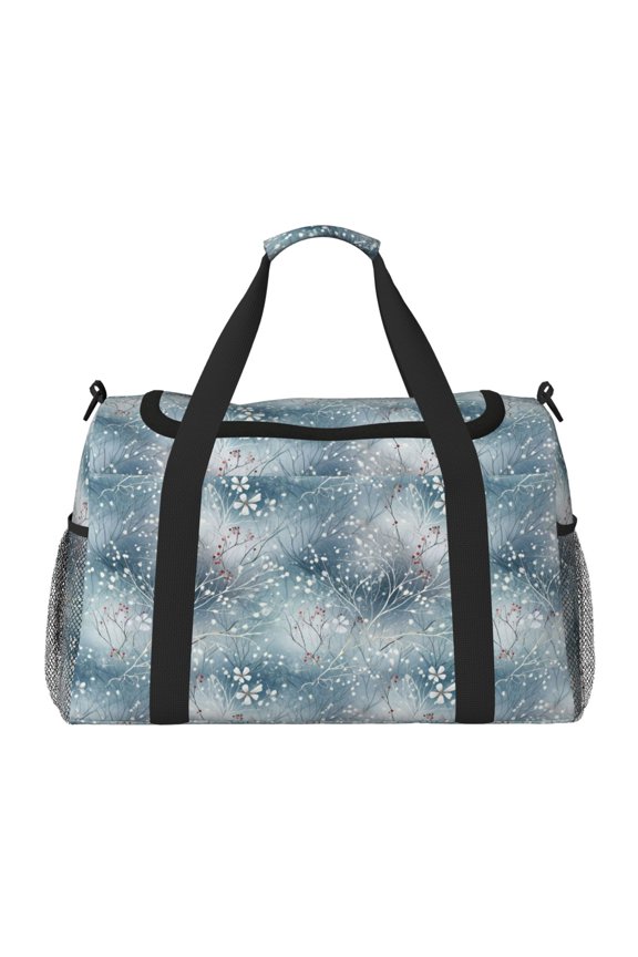 enchanted winter snowflake holly Print Hand Travel Bag - Foldable Travel Duffel Bags for Men Women -Sport Gym Bag - Overnight Travel Duffel Bag - Adjustable Shoulder Strap